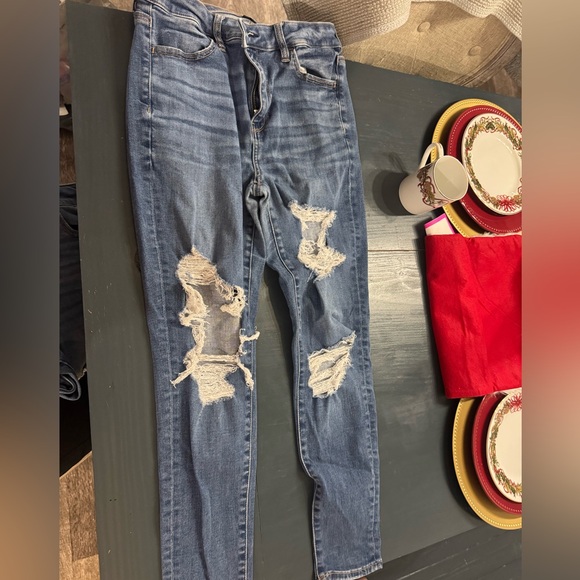 American Eagle Outfitters Denim - American Eagle Outfitters Ripped Blue Skinny Jeans